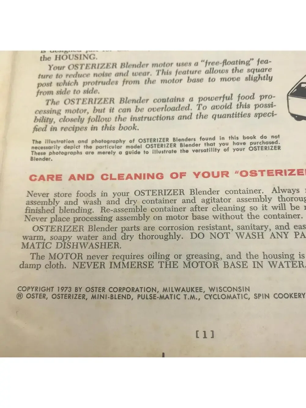 Vintage 1973 Osterizer Blender Cookbook: Spin Cookery Recipes